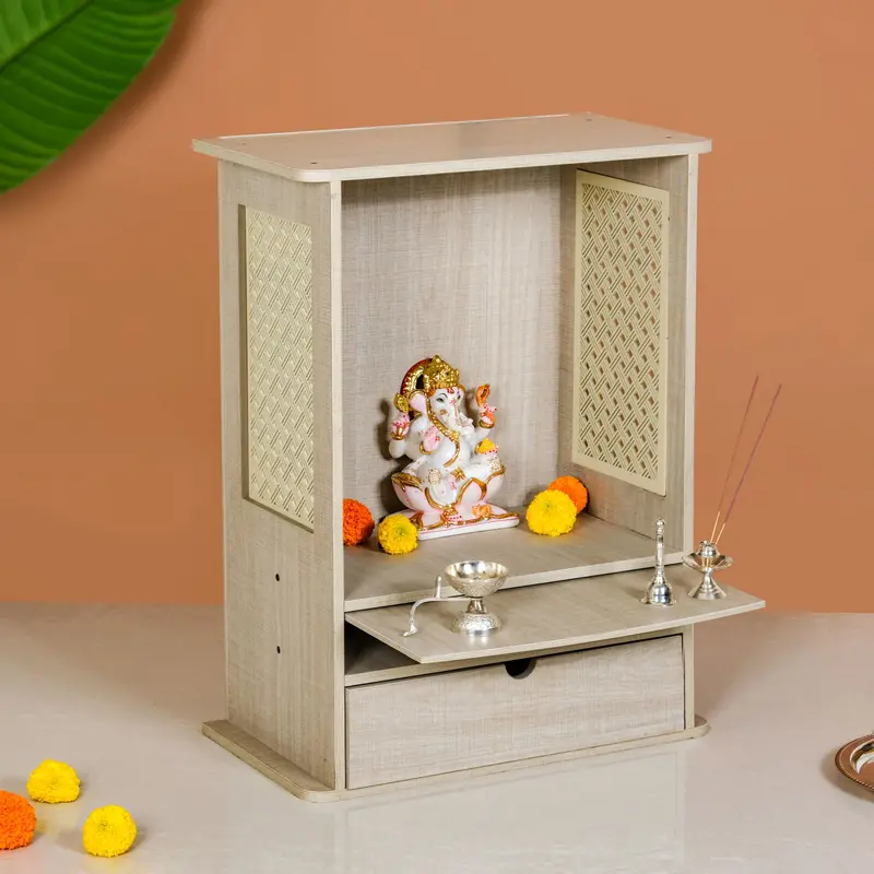 Traditional Wooden Pooja Mandir For Home Worship – 45X25X65Cm 1