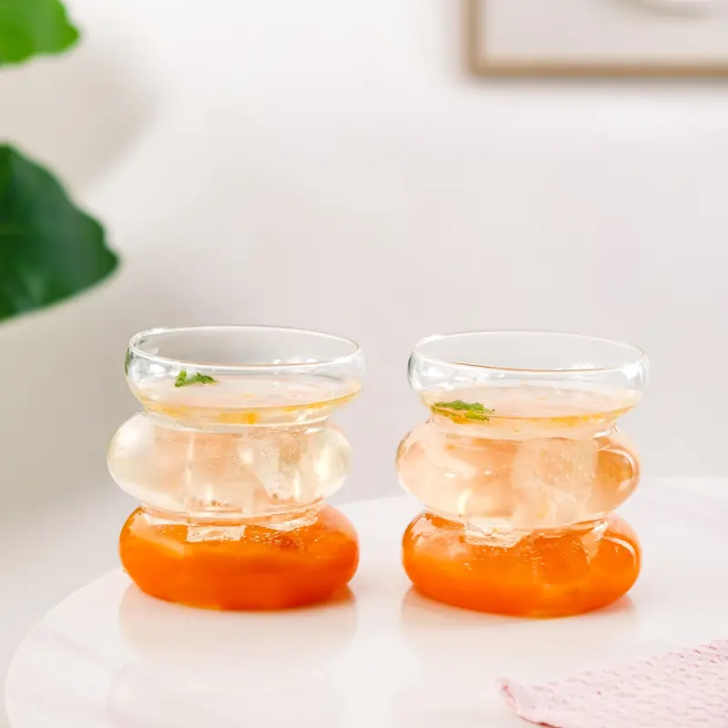 Transparent Layered Donut-Shaped Glass Tumblers – 2-Pack (400Ml Each) 1