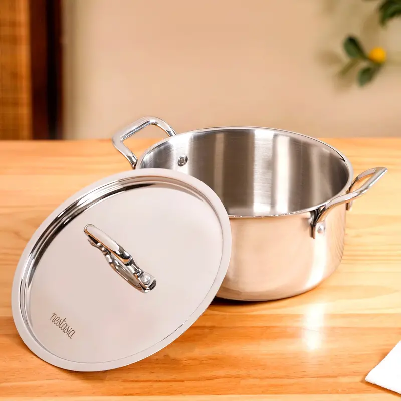Tri-Ply Stainless Steel Casserole Pot With Lid – 4L 1