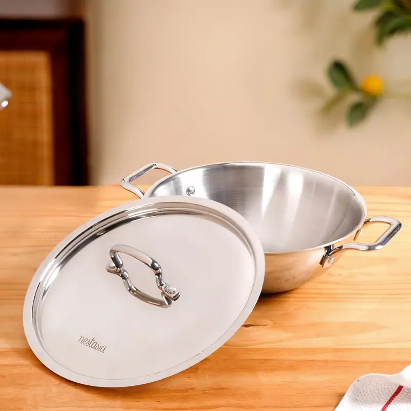 Tri-Ply Stainless Steel Wok With Lid – 3.5L 1