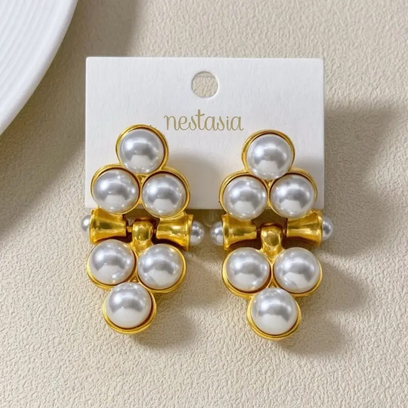Triad Pearl Cluster Earrings 1