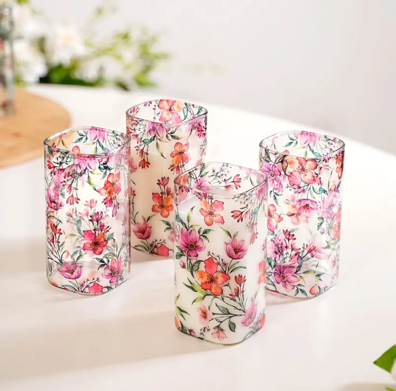 Tropical Hibiscus Borosilicate Cocktail Tumblers – Set Of 4 (340Ml) 1