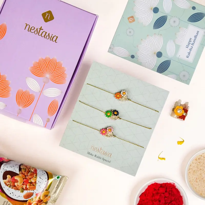 Twin Floral Rakhi Gift Box – Set Of 3 1