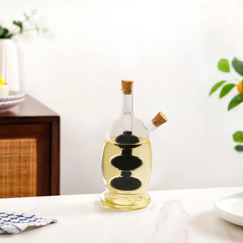 Two-Chamber Glass Cruet Bottle – Separate Compartments For Oil And Vinegar 1