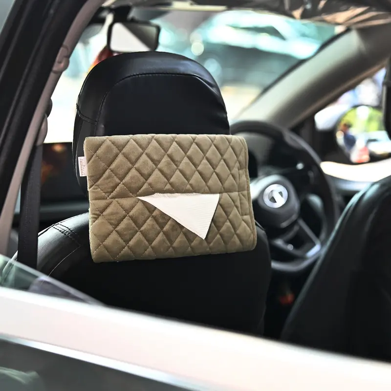 Two-Piece Adjustable Car Tissue Holder With Secure Straps 1