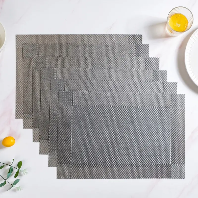 Two-Tone Grey Reversible Placemats – Set Of 6 1