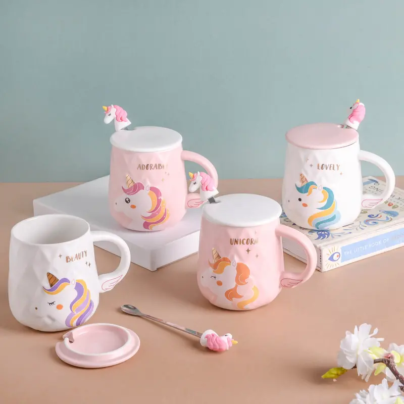 Unicorn Fantasy Mug – Whimsical 350Ml Ceramic Cup With Lid And Matching Spoon 1
