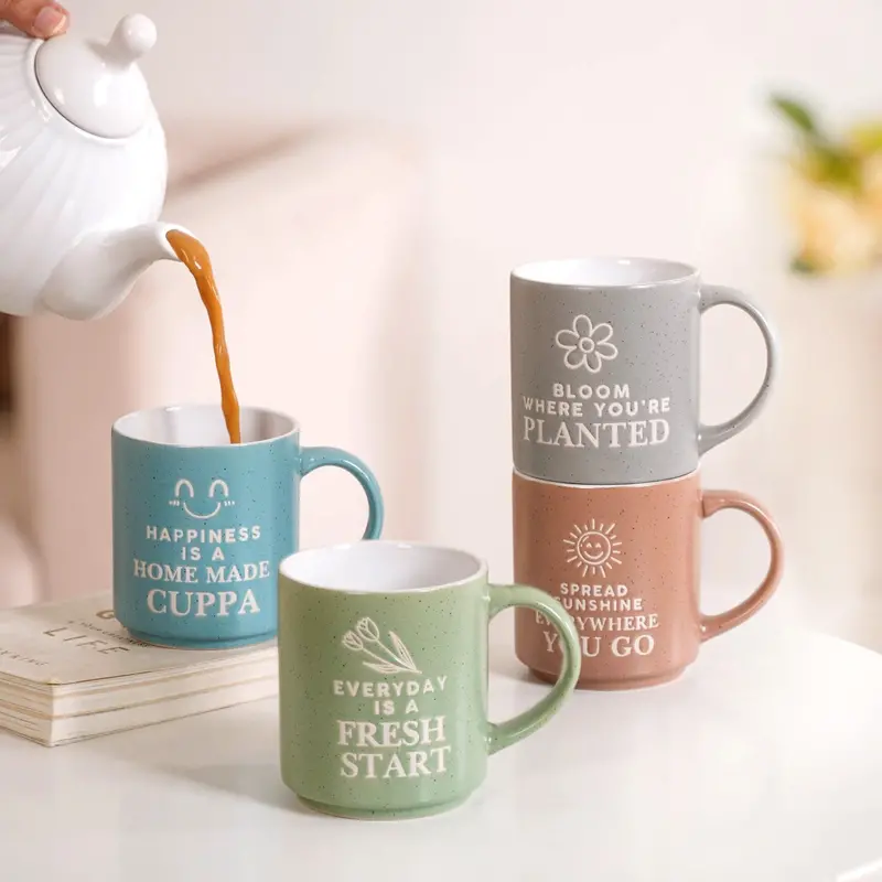 Uplifting Quote Stackable Mugs (4 Pcs, 280Ml) 1