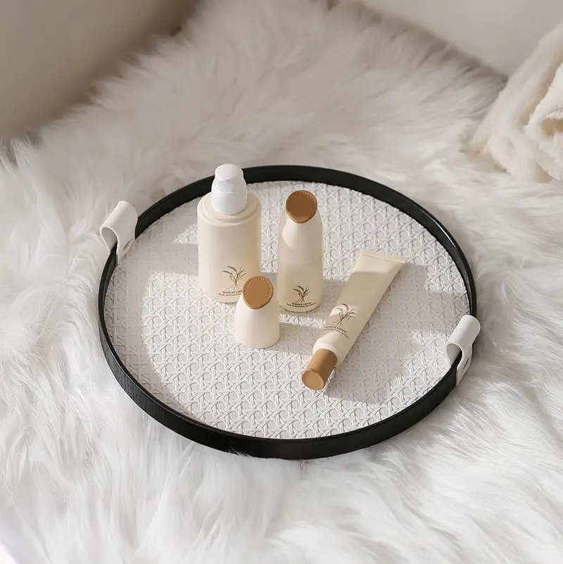 Urban Weave Round Multipurpose Tray – White Textured Finish 1