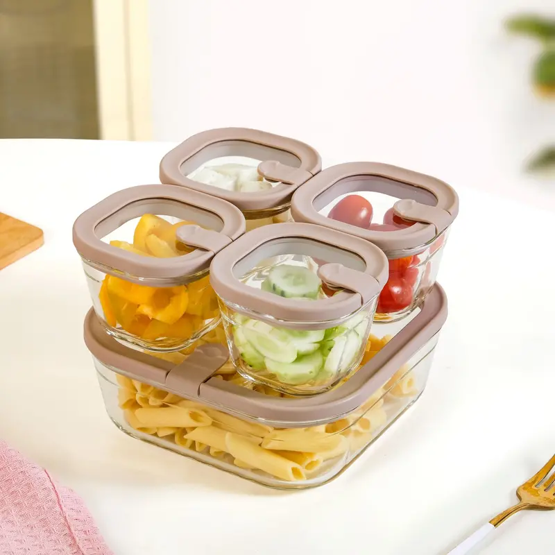 Vento Airtight Food Storage Container Set – 5-Piece, Brown (220Ml–1320Ml) 1