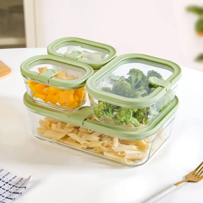 Vento Eco-Friendly Stackable Container Set – Green 4-Piece Assortment 1