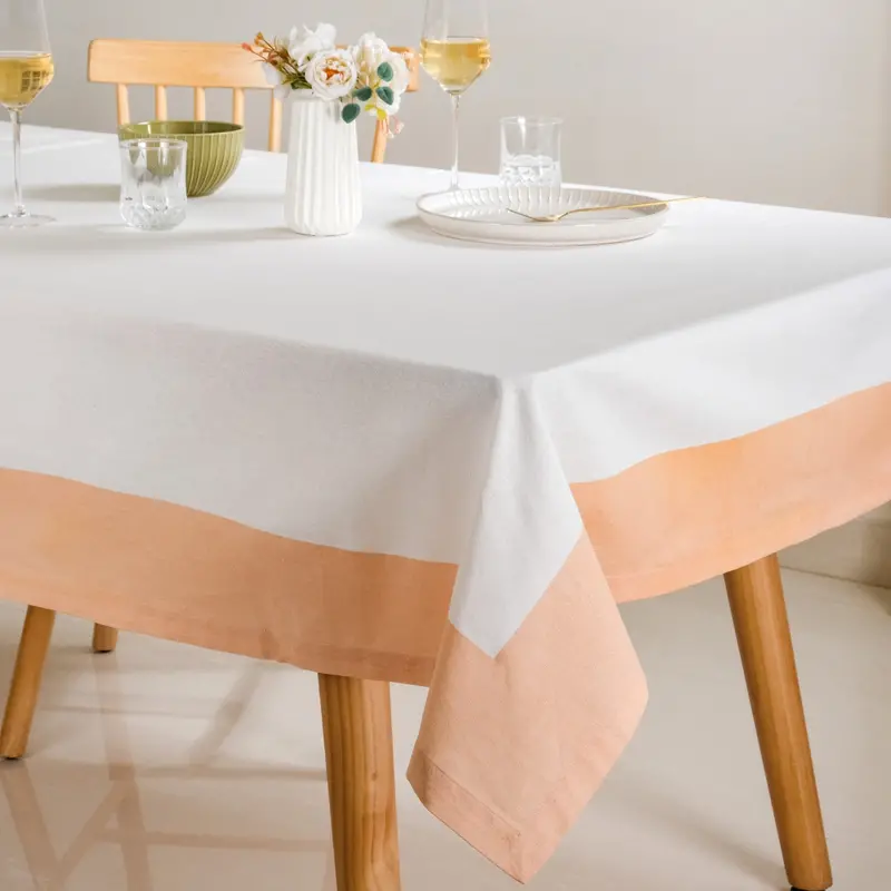 Ventosa Peach 6-Seater Cotton Tablecloth (200X150 Cm) 1