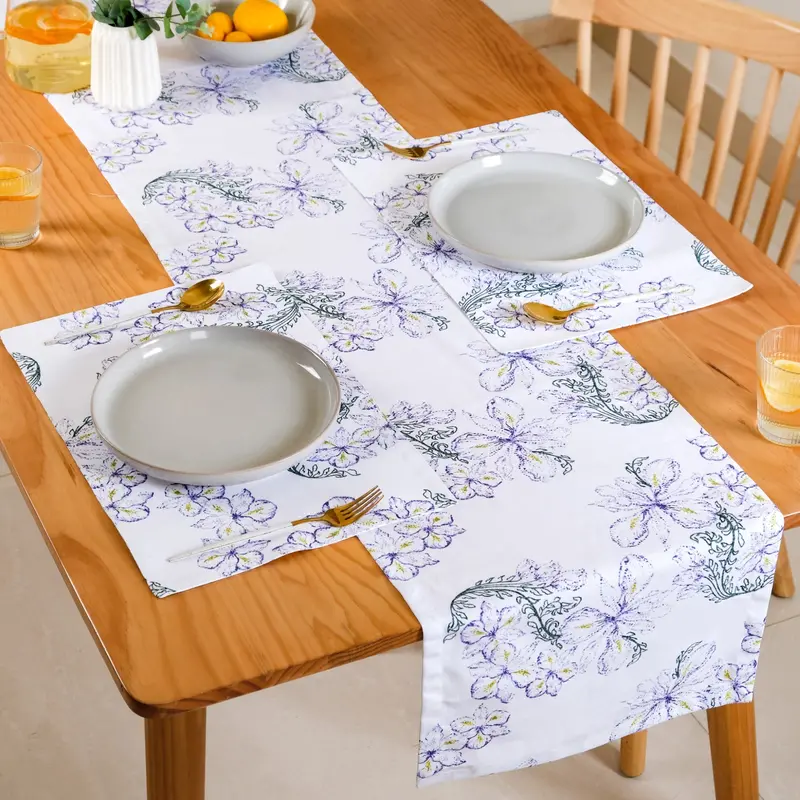 Verde 7-Piece Pure Cotton Runner And Placemat Set 1