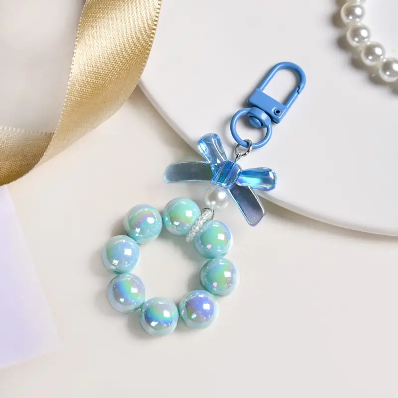 Vibrant Blue Beaded Keychain – Bold & Expressive 1