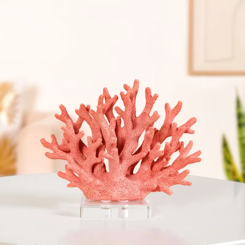 Vibrant Coral Resin Coffee Table Accent 1