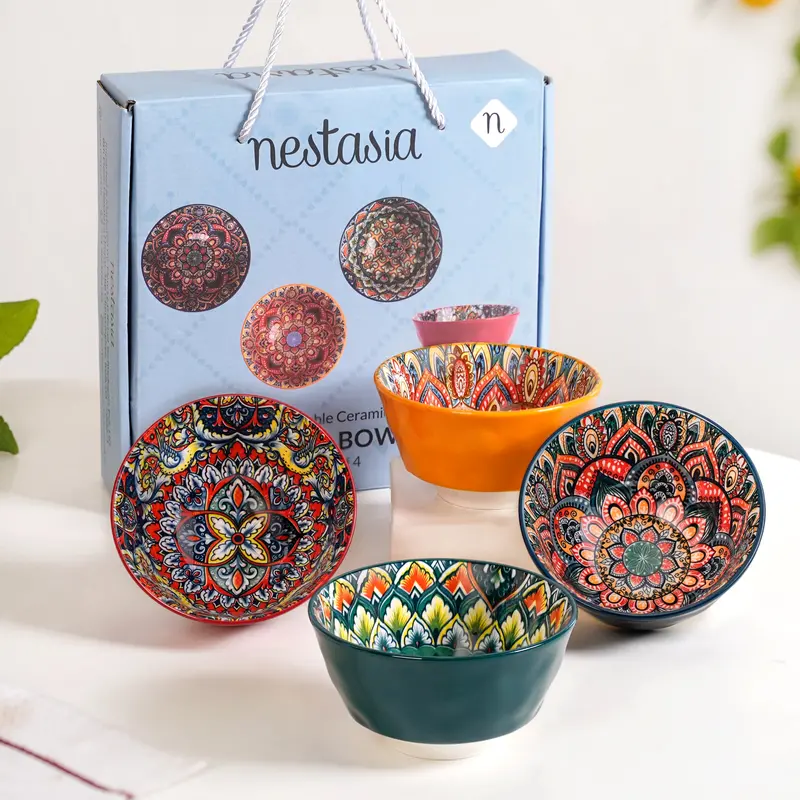 Vibrant Multicolour Mandala Snack Bowls – Set Of 4 (380Ml) 1
