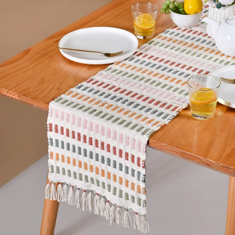 Vibrant Multicoloured Cotton Table Runner (180X33Cm) 1