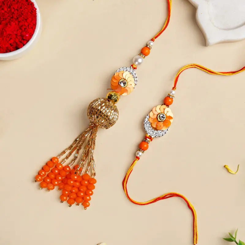 Vibrant Rakhi Lumba Set For Brother And Bhabhi 1