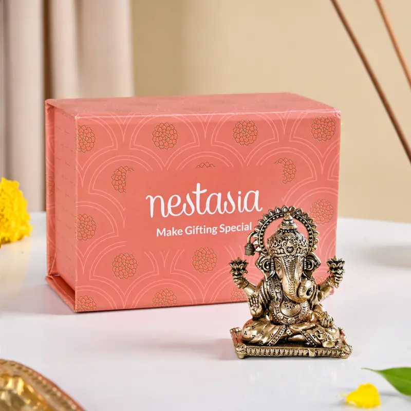 Vighnaharta Ganpati Brass Statue – 5Cm Ritual Idol With Premium Gift Packaging 1