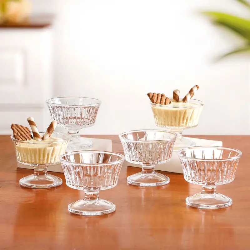 Vintage-Inspired Thick-Stem Dessert Bowls – Set Of 6, 120Ml Retro Serving Dishware 1