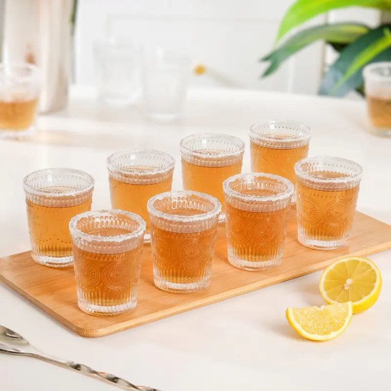 Vintage-Style Embossed Shot Glass Set – 12-Piece, 55 Ml Retro Bar Collection 1