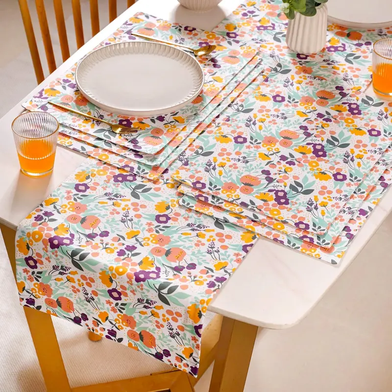 Viola 7-Piece Cotton Mat And Runner Set 1