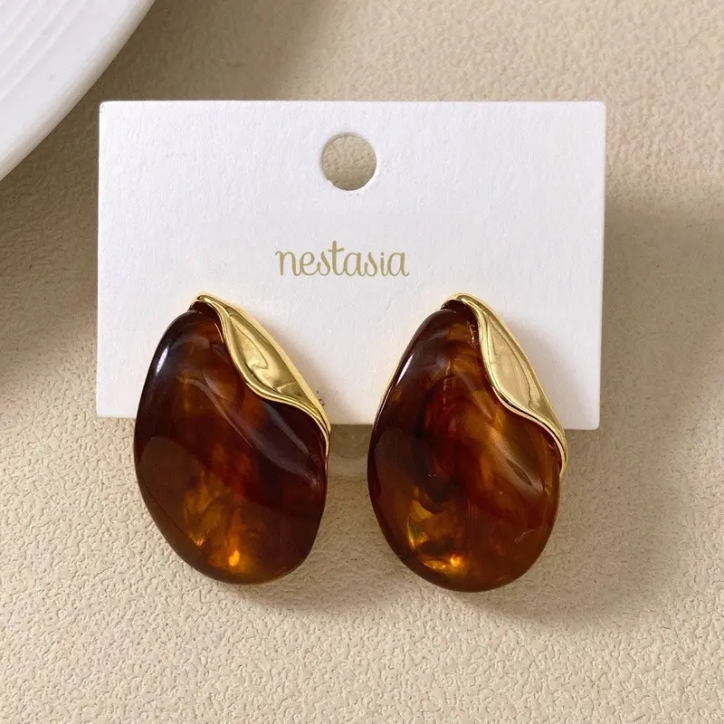 Warm Amber Gemstone Drop Earrings 1