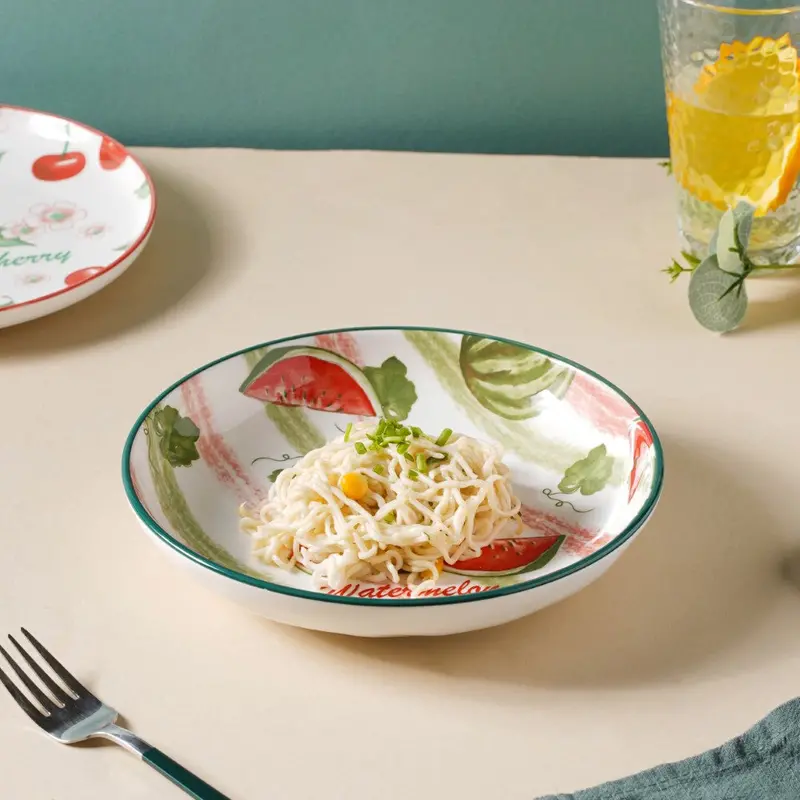 Watermelon-Shaped Ceramic Salad Plate – 7.5 Inch 1