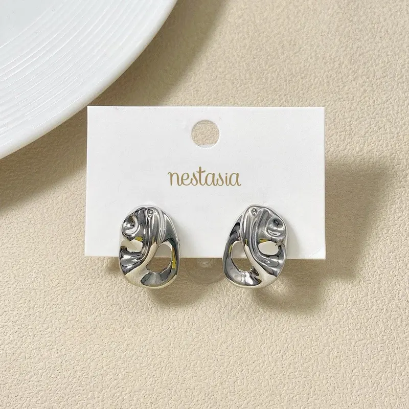 Wavestone Textured Stud Earrings 1
