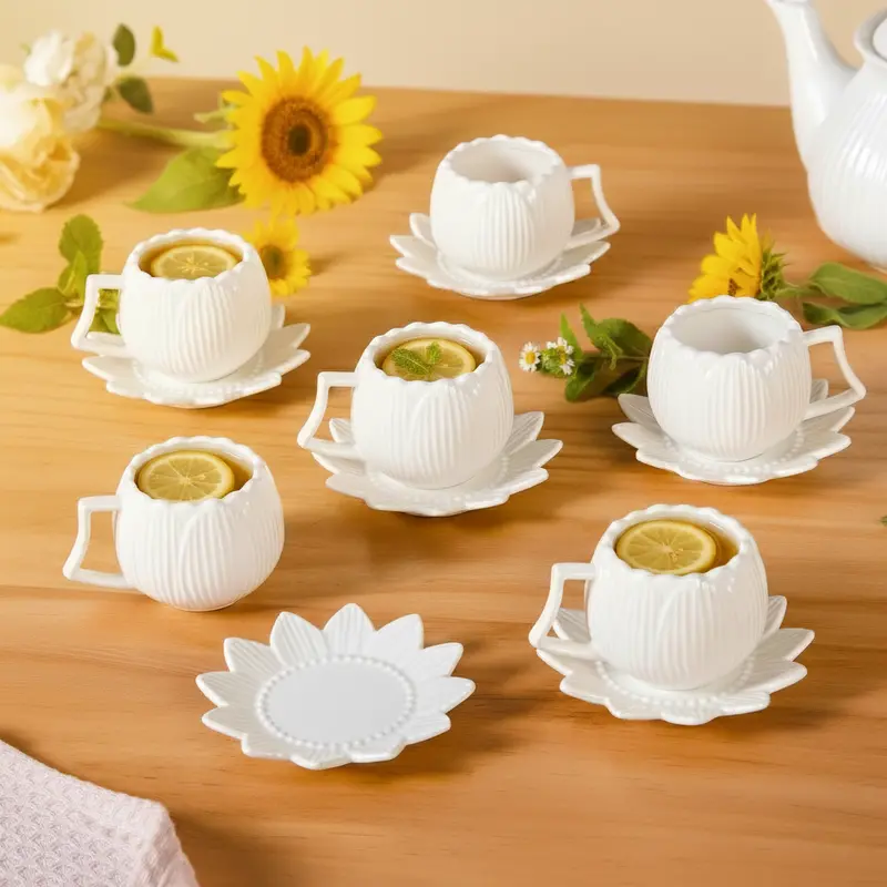 White Bloom Espresso Cup Set (6-Piece, 100Ml Per Cup) 1