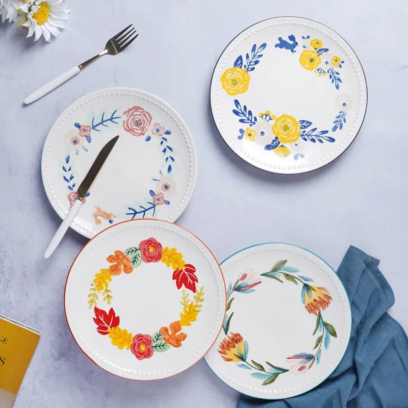 White Ceramic Plate With Delicate Floral Motif 1