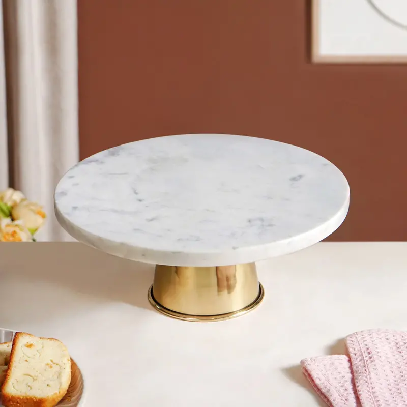 White Marble Round Cake Stand – Celestial Design 1
