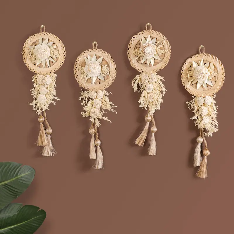 White Petal Dried Flower Wall Hanging – Set Of 4 1
