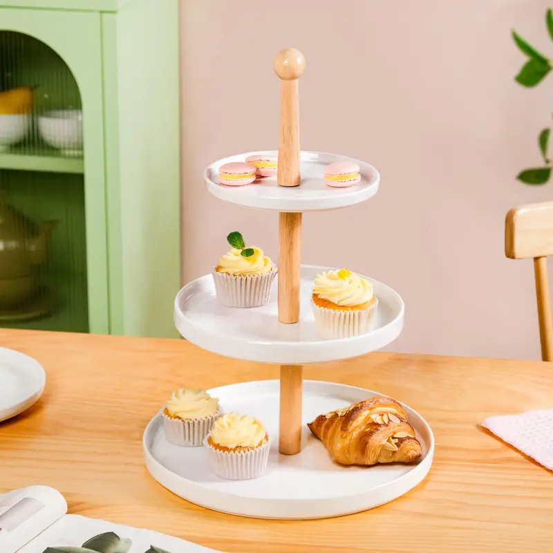 White Three-Tier Ceramic Cupcake Display Stand 1