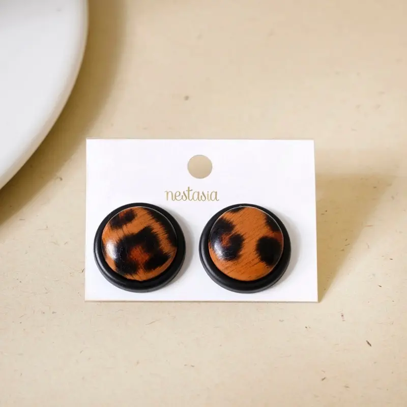Wildlife-Inspired Brown Animal Print Stud Earrings 1