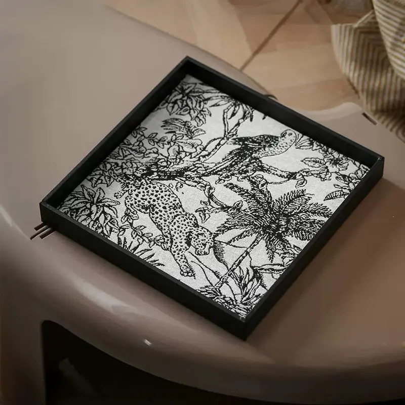 Wildlife Print Square Desk Organizer Tray – Nature-Inspired Design 1