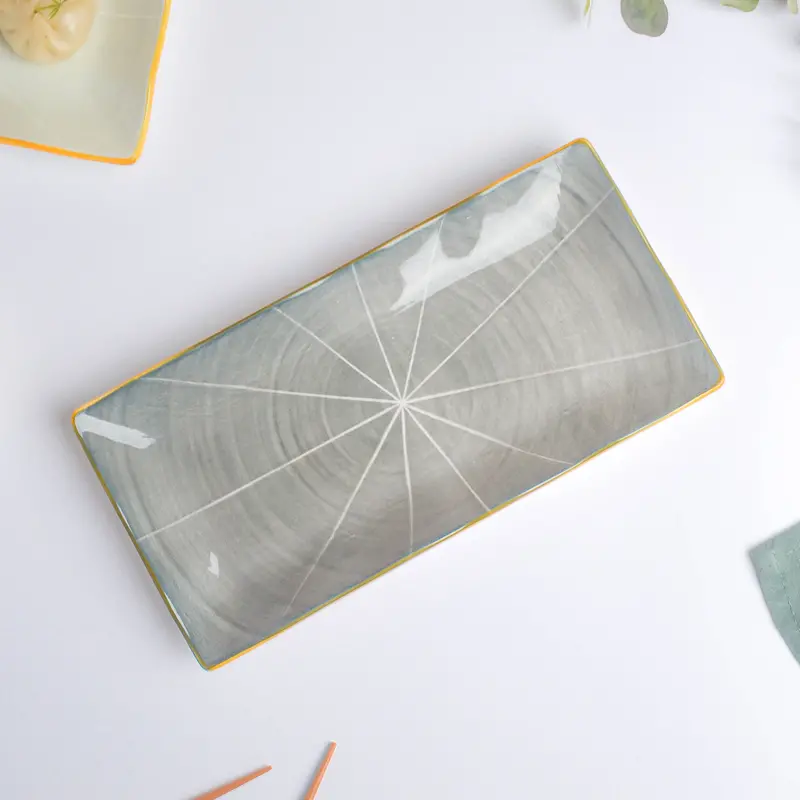 Willow Dark Grey 10-Inch Long Ceramic Serving Plate 1
