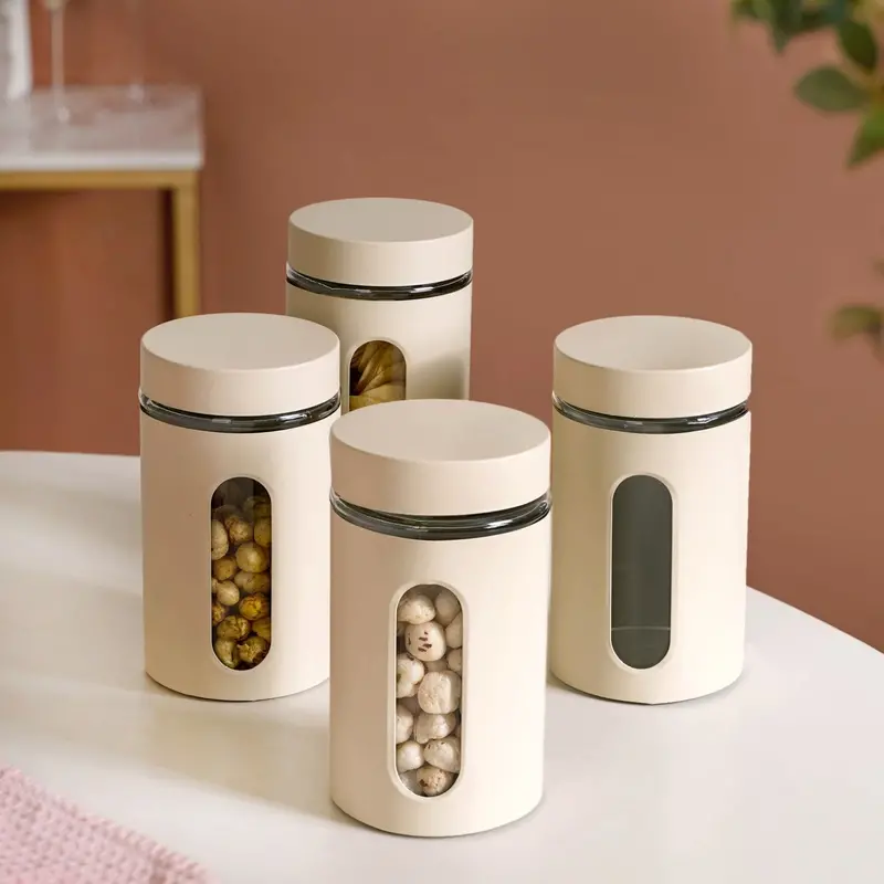 Winnie Glass Canisters With Metal Lids And Viewing Windows – 4 X 1000Ml 1