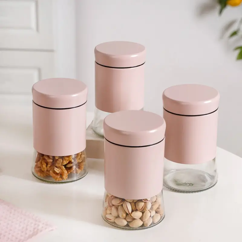 Winnie Hybrid Storage Set – 4 X 800Ml Metal-Bodied Glass Jars 1