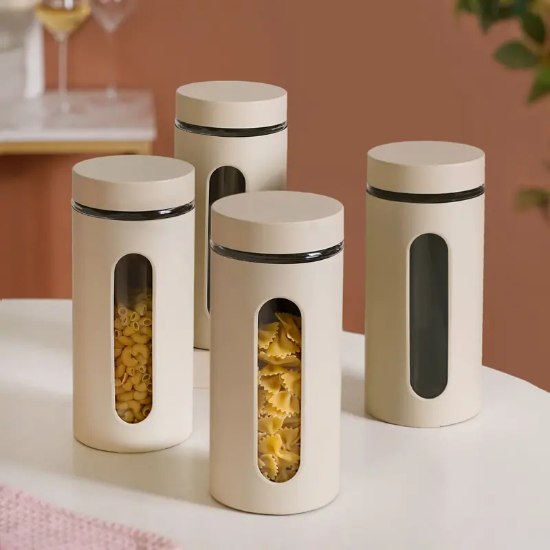 Winnie Modular Glass Canister System – 4 X 1500Ml With Secure Metal Covers 1