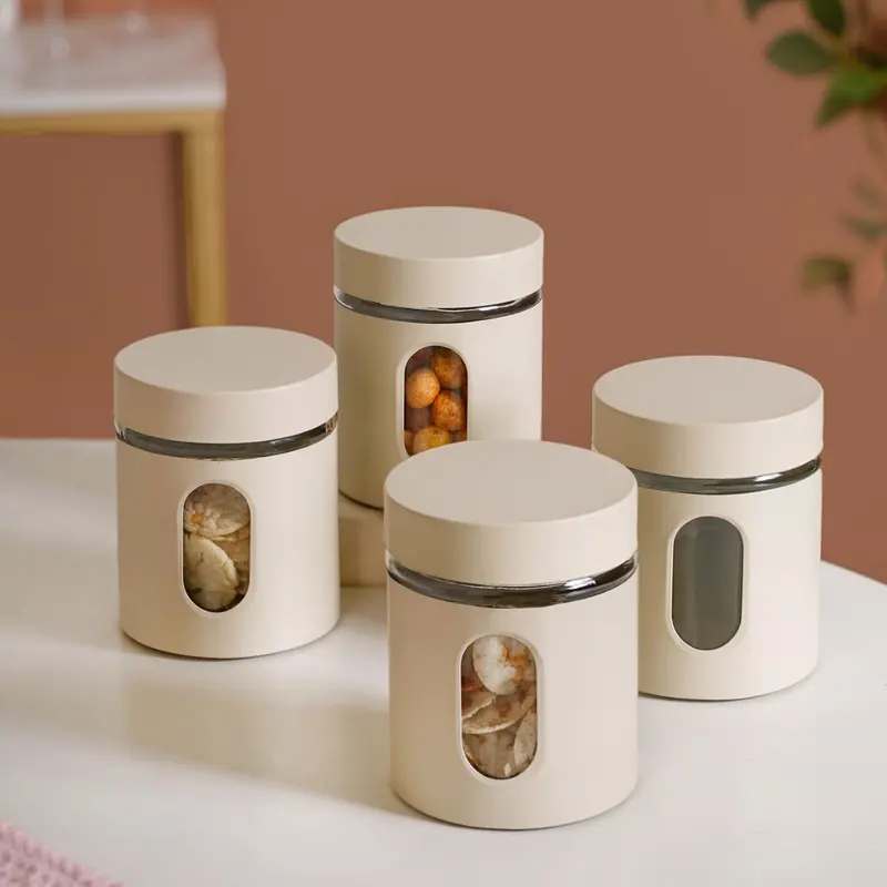 Winnie Smart-Seal Hybrid Canister Set – 4 X 750Ml Glass & Metal Design 1