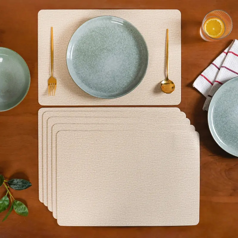 Wood-Grain Texture Placemats – Set Of 6 1