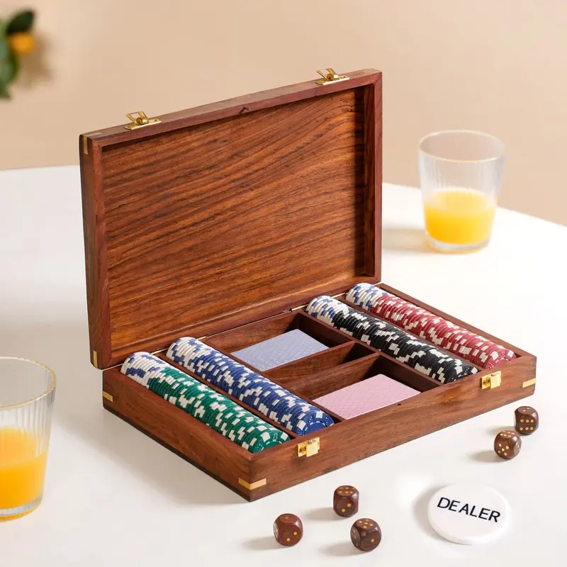 Wooden Poker Night Game Kit Box – Complete Essentials Set 1
