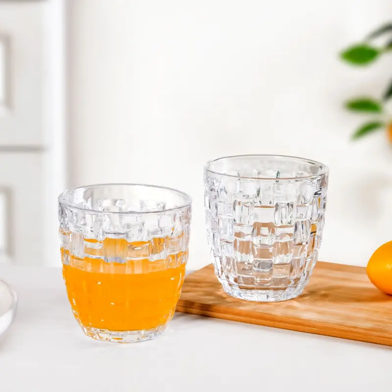Woven-Effect Basket Weave Glass Tumbler Set – 6-Piece, 260Ml 1