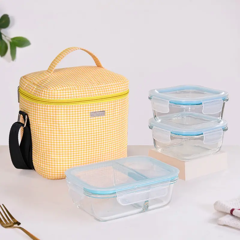 Yellow Thermal Lunch Bag With Matching Bento Box 1